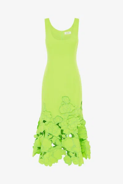 Leo Lin Emily Appliqué Midi Dress - Lime In Green