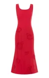 Leo Lin Emily Appliquéd Midi Dress In Red