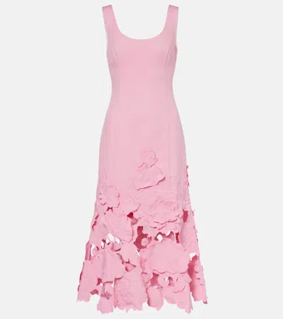 Leo Lin Emily Floral-appliqué Midi Dress
