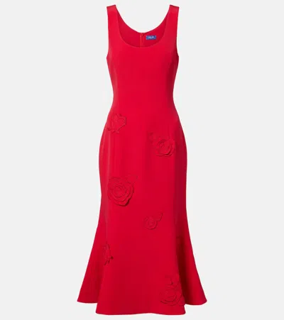 Leo Lin Emily Floral-appliqué Midi Dress In Red