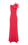 Leo Lin Eugenie Flower-detailed Silk Maxi Dress In Pink