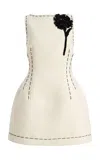 Leo Lin Exclusive Ali Appliquéd Twill Mini Dress In White