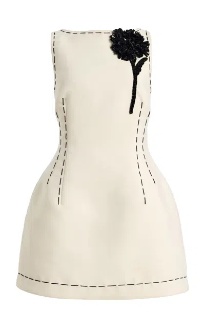 Leo Lin Exclusive Ali Appliquéd Twill Mini Dress In White