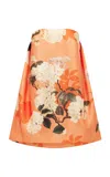 Leo Lin Fay Strapless Floral Crepe Mini Dress In Orange
