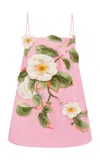 Leo Lin Felicia Applique Floral Mini Dress In Pink