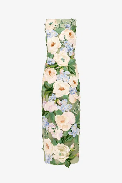 Leo Lin Fleur Floral Hand-embroidered Backless Maxi Dress - Blossom