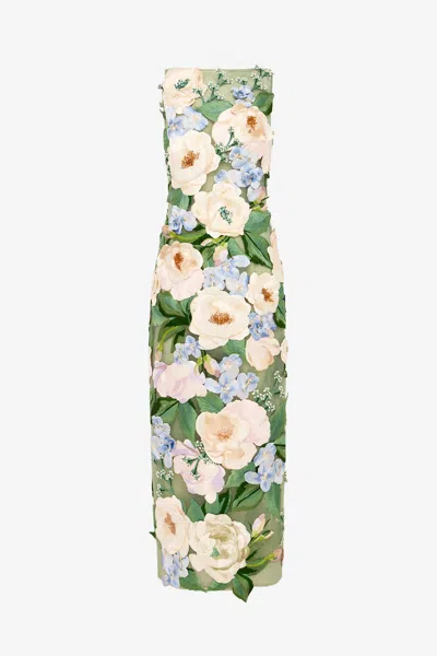 Leo Lin Fleur Floral Hand-embroidered Backless Maxi Dress - Blossom In Multi