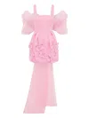 Leo Lin Floral-applique Bow Dress In Pink