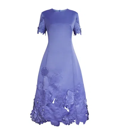 Leo Lin Floral-appliqué Caroline Midi Dress In Blue