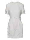 Leo Lin Floral Applique Dress In White
