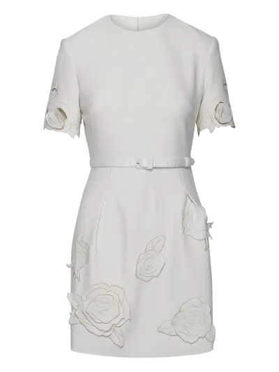 Leo Lin Floral Applique Dress In White