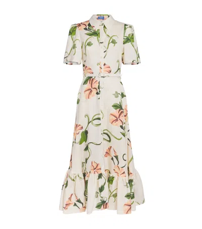 Leo Lin Floral Becca Midi Dress In White