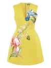 Leo Lin Floral-butterfly Mini Dress In Yellow