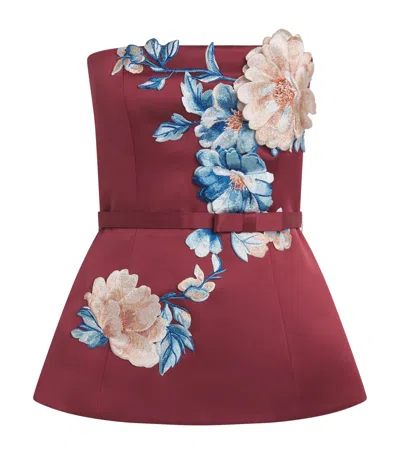 Leo Lin Floral Embroidered Nadia Bustier Top In Multi