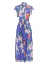 Leo Lin Flutter Sleeve Midi Dress In Moonlight In Blue