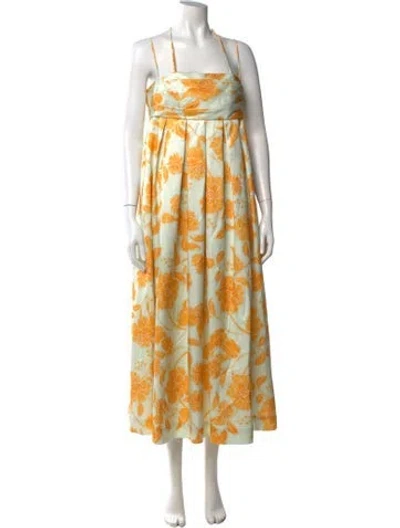 Pre-owned Leo Lin Floral Print Long Dress In Multi
