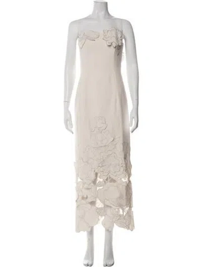Pre-owned Leo Lin Floral Print Long Dress W/ Tags In Pink