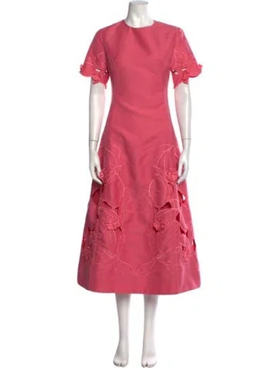 Pre-owned Leo Lin Floral Print Long Dress W/ Tags In Pink