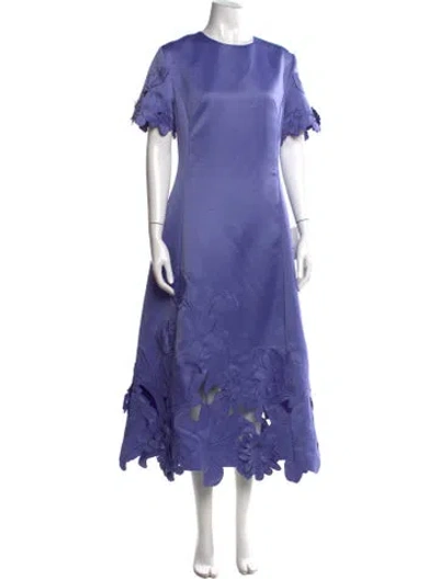 Pre-owned Leo Lin Floral Print Long Dress W/ Tags In Purple