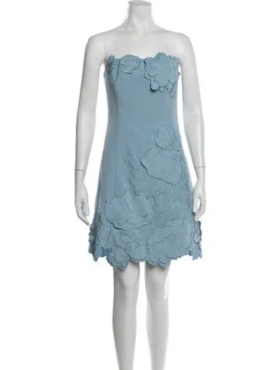 Pre-owned Leo Lin Floral Print Mini Dress In Blue