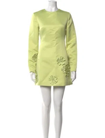 Pre-owned Leo Lin Floral Print Mini Dress In Green