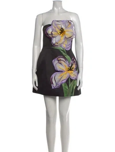 Pre-owned Leo Lin Floral Print Mini Dress In Multi