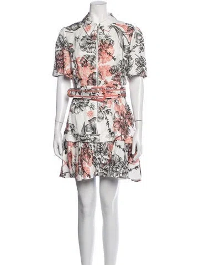 Pre-owned Leo Lin Floral Print Mini Dress In Multicolor