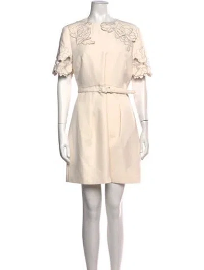Pre-owned Leo Lin Floral Print Mini Dress In Neutrals