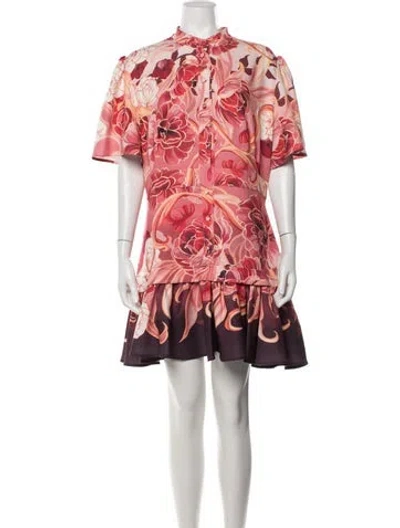 Pre-owned Leo Lin Floral Print Mini Dress In Pink
