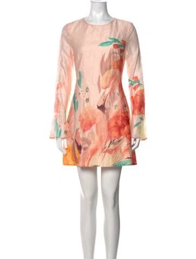 Pre-owned Leo Lin Floral Print Mini Dress In Pink