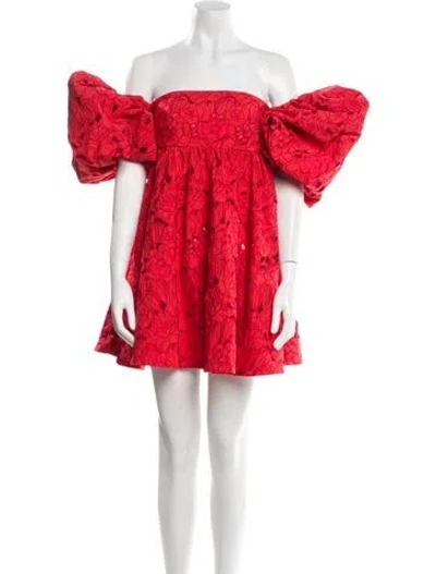 Pre-owned Leo Lin Floral Print Mini Dress In Red