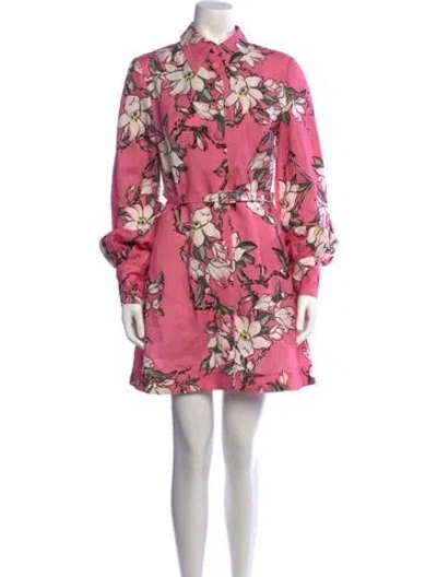 Pre-owned Leo Lin Floral Print Mini Dress W/ Tags In Pink