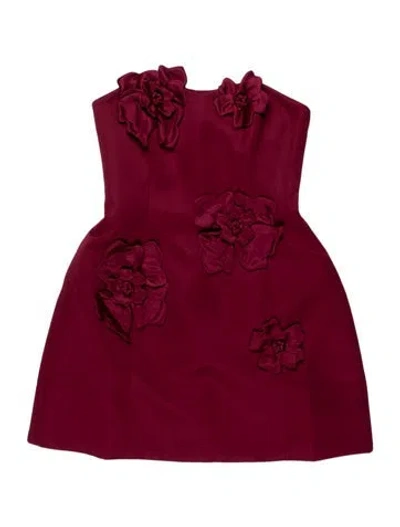 Pre-owned Leo Lin Floral Print Mini Dress W/ Tags In Red