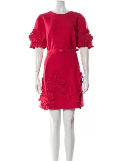 Pre-owned Leo Lin Floral Print Mini Dress W/ Tags In Red