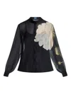Leo Lin Floral-print Sheer Blouse In Black