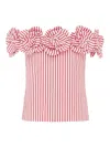 Leo Lin Floral Striped Blouse In Red