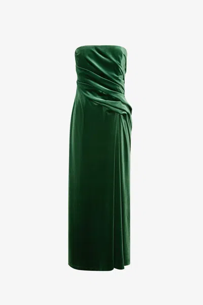 Leo Lin Florence Velvet Ruffled Maxi Dress - Forest In Green