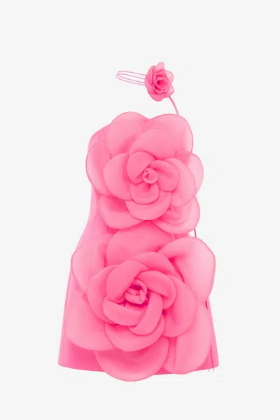 Leo Lin Floret Strapless Floral Applique Mini Dress In Pink