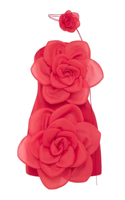 Leo Lin Floret Strapless Mini Dress In Red