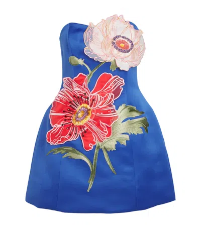 Leo Lin Flower-appliqué Rosario Mini Dress In Blue