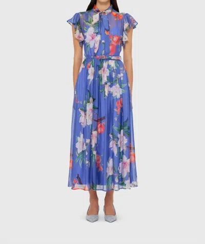 Leo Lin Flutter Sleeve Midi Dress In Moonlight
