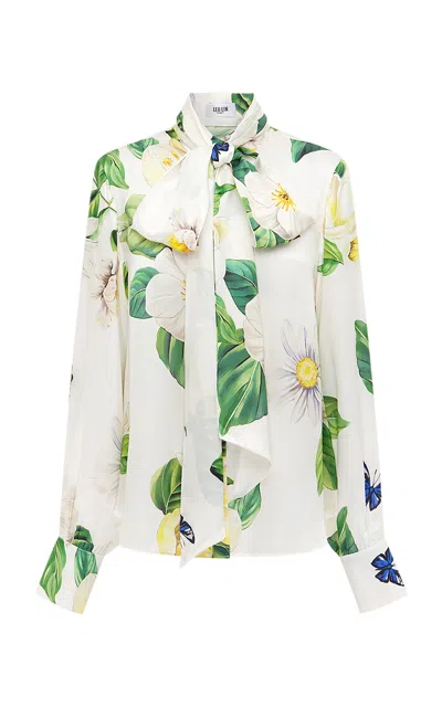 Leo Lin Freya Tie-detailed Silk Top In White