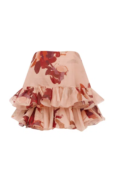 Leo Lin Gia Bustier Ruffled Top - Reverie Print In Nectar In Pink
