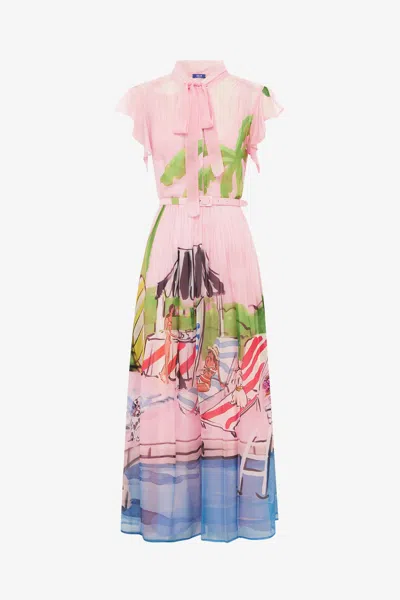 Leo Lin Grace Flutter Sleeve Midi Dress - Riviera Print
