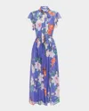 Leo Lin Grace Pleated Flutter-sleeve Midi Dress