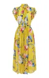 Leo Lin Grace Printed Silk-blend Midi Dress In Yellow