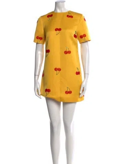 Pre-owned Leo Lin Graphic Print Mini Dress In Yellow