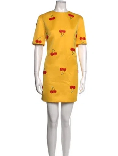Pre-owned Leo Lin Graphic Print Mini Dress In Yellow