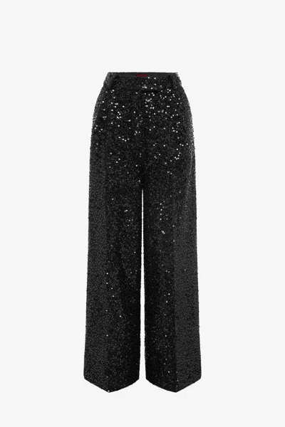 Leo Lin Greta Sequin Pants - Onyx In Black