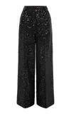 Leo Lin Greta Sequined Straight-leg Pants In Black
